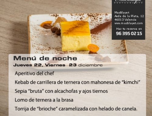 Menú de noches jueves 22 y viernes 23
