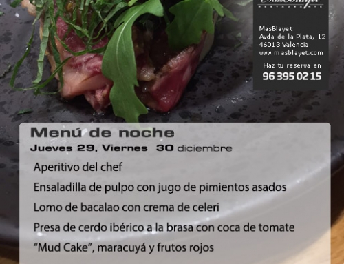 Menú de noches jueves 29 y viernes 30