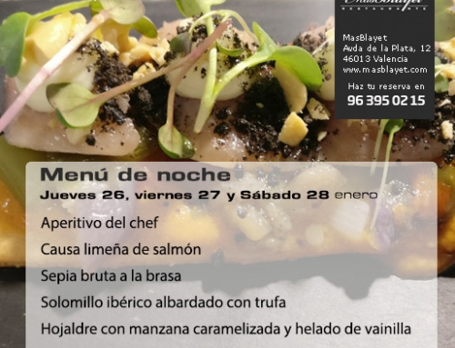Menú de noches jueves 26, viernes 27 y sábado 28