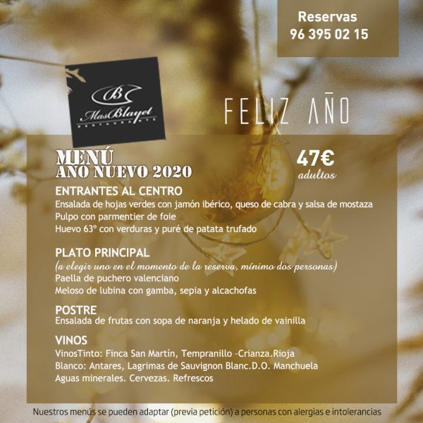 Menú Especial Para Año Nuevo Mas Blayet Restaurante Valencia Cocina